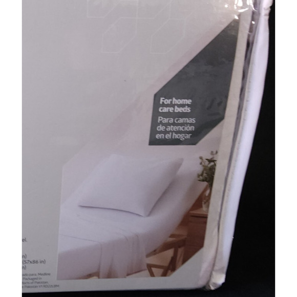 Medline Soft-Fit White Classic Fitted Home Hospital Care Bed Sheet Set 36x84x13 - Picture 4 of 4